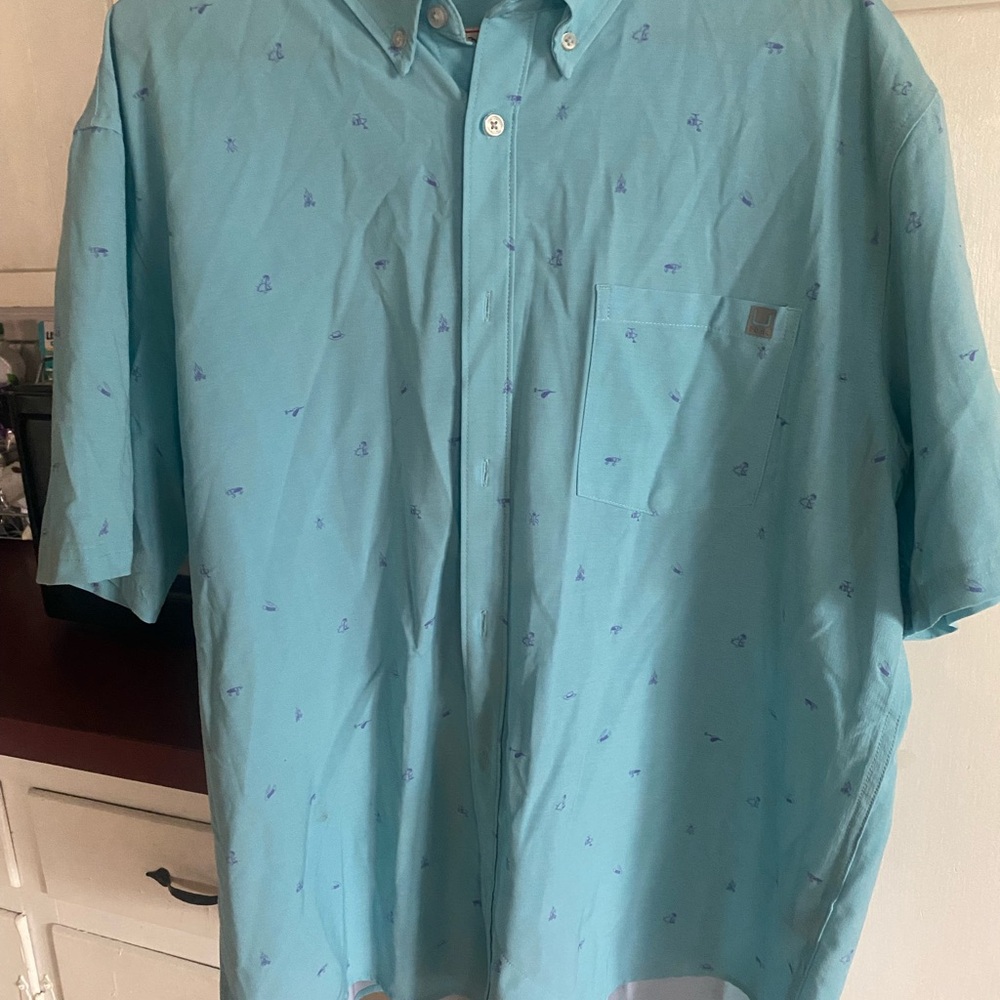 Huk Men's Blue Button-Down Shirt